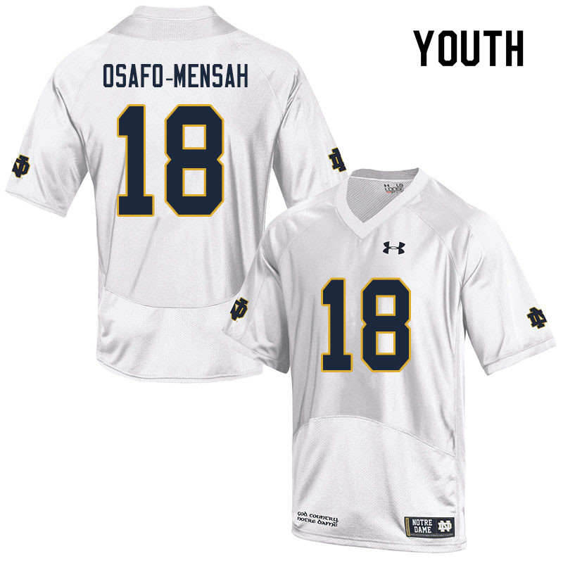 Youth NCAA Notre Dame Fighting Irish #18 Nana Osafo-Mensah Stitched College Under Armour Authentic White Football Jersey QV10U02PC